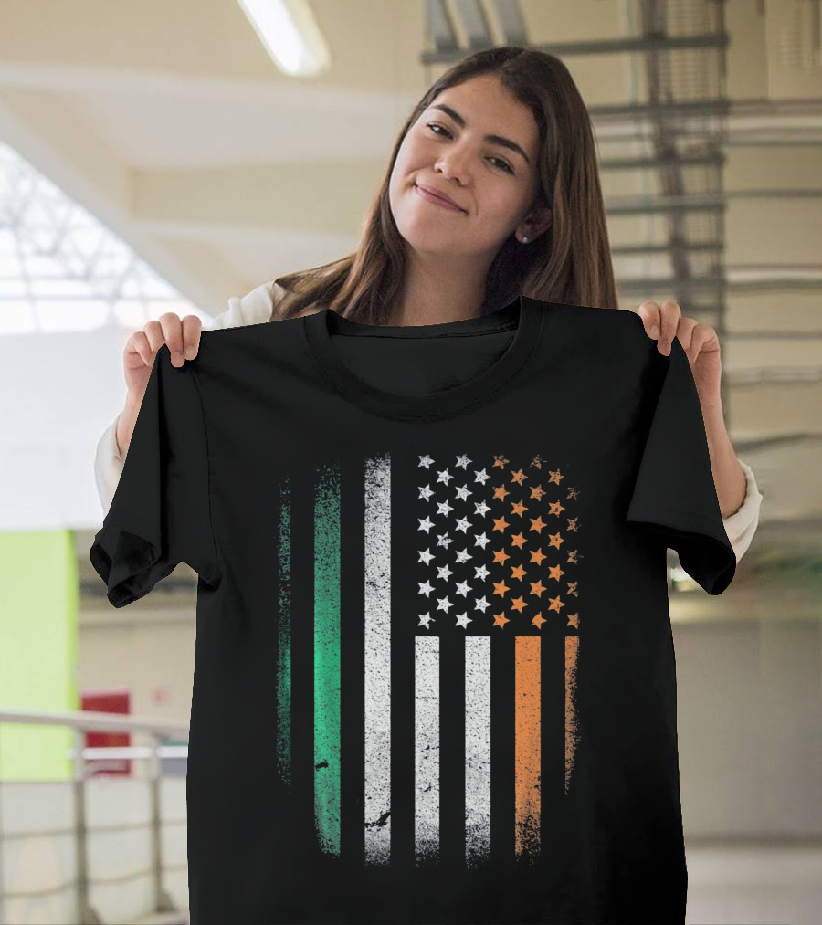 Irish Roots American Born Flag Fusion Ireland USA T-Shirt