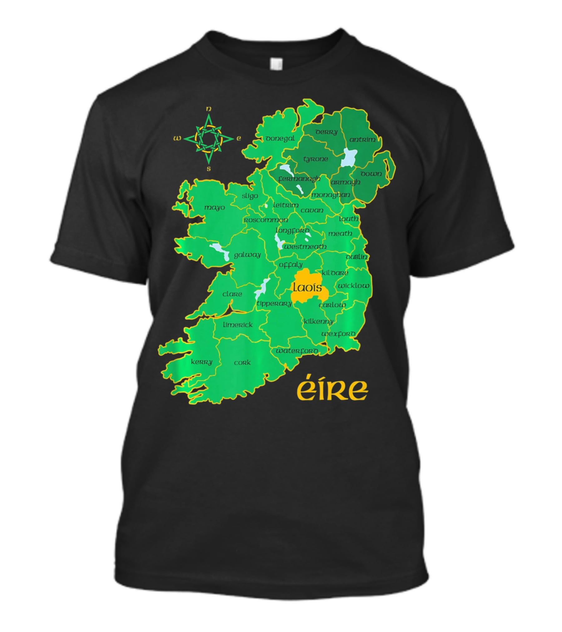 Laois Éire Ireland Irish County Map Compass T-Shirt