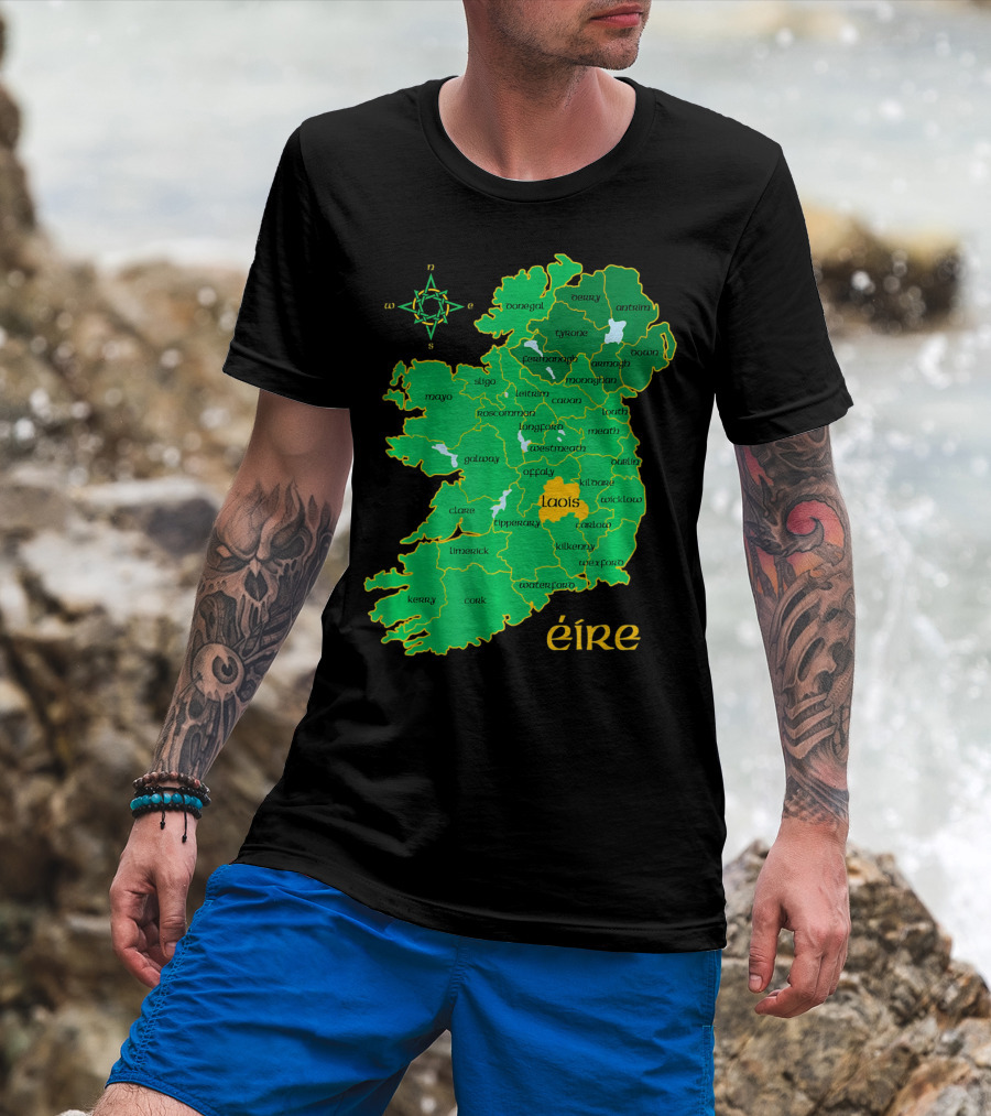 Laois Éire Ireland Irish County Map Compass T-Shirt