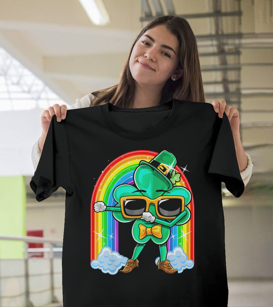 Flossing Shamrock St. Patricks Day Rainbow T-Shirt