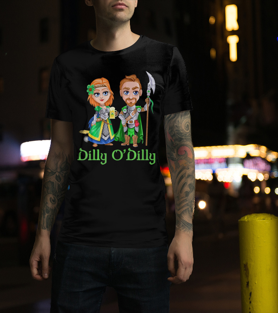 St. Patricks Day Dilly O'Dilly With Fantasy Characters And Shamrock Ale T-Shirt