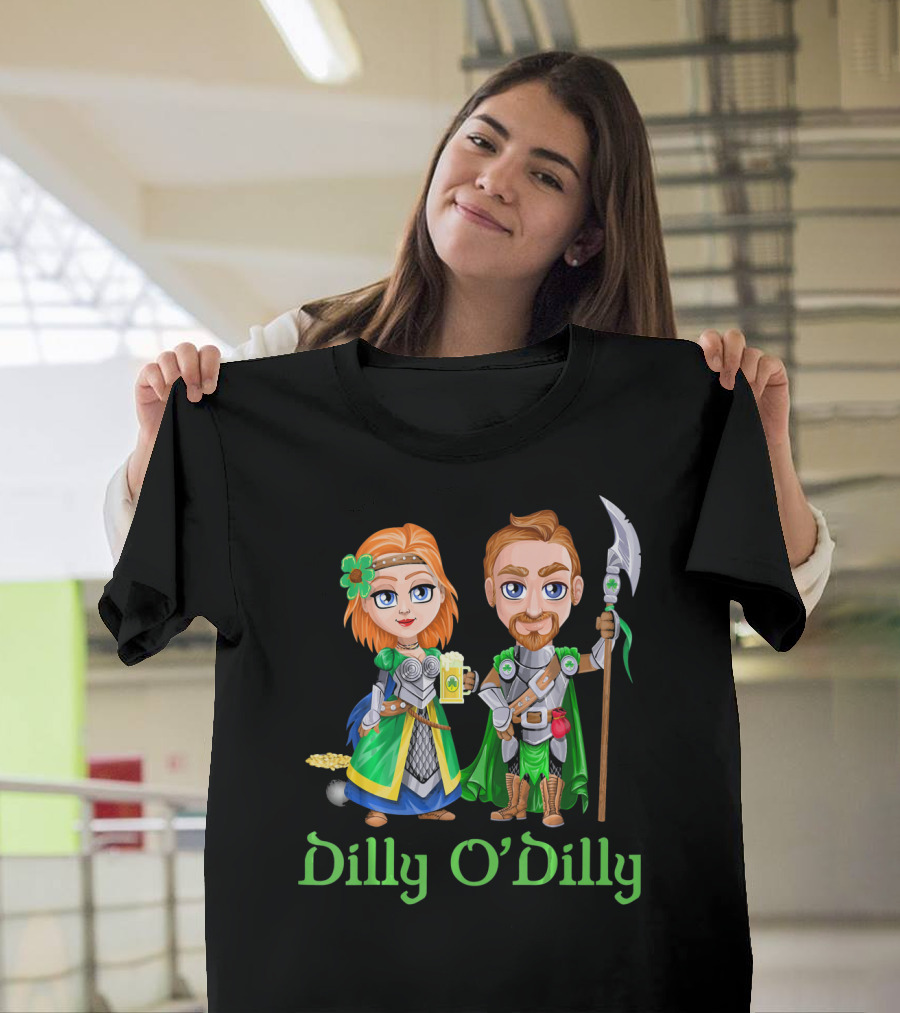 St. Patricks Day Dilly O'Dilly With Fantasy Characters And Shamrock Ale T-Shirt