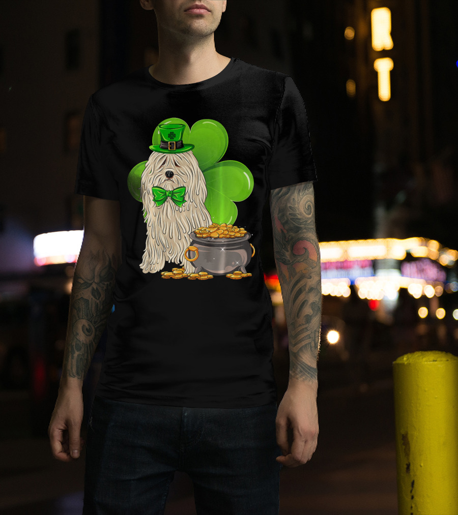 Puli Dog St Patricks Day Leprechaun With Pot Of Gold And Shamrock T-Shirt