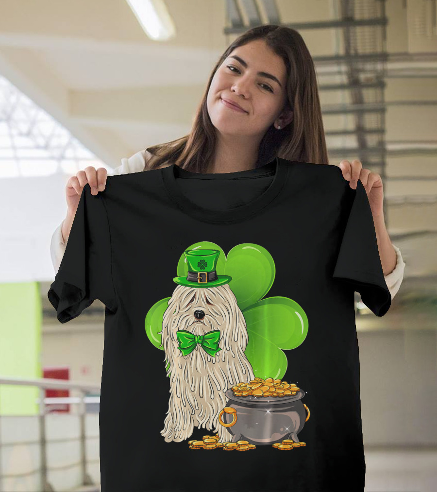 Puli Dog St Patricks Day Leprechaun With Pot Of Gold And Shamrock T-Shirt