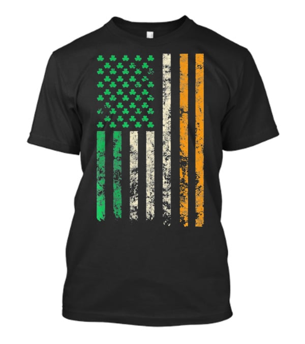American Ireland Flag Shamrock Symbolic Fusion T-Shirt