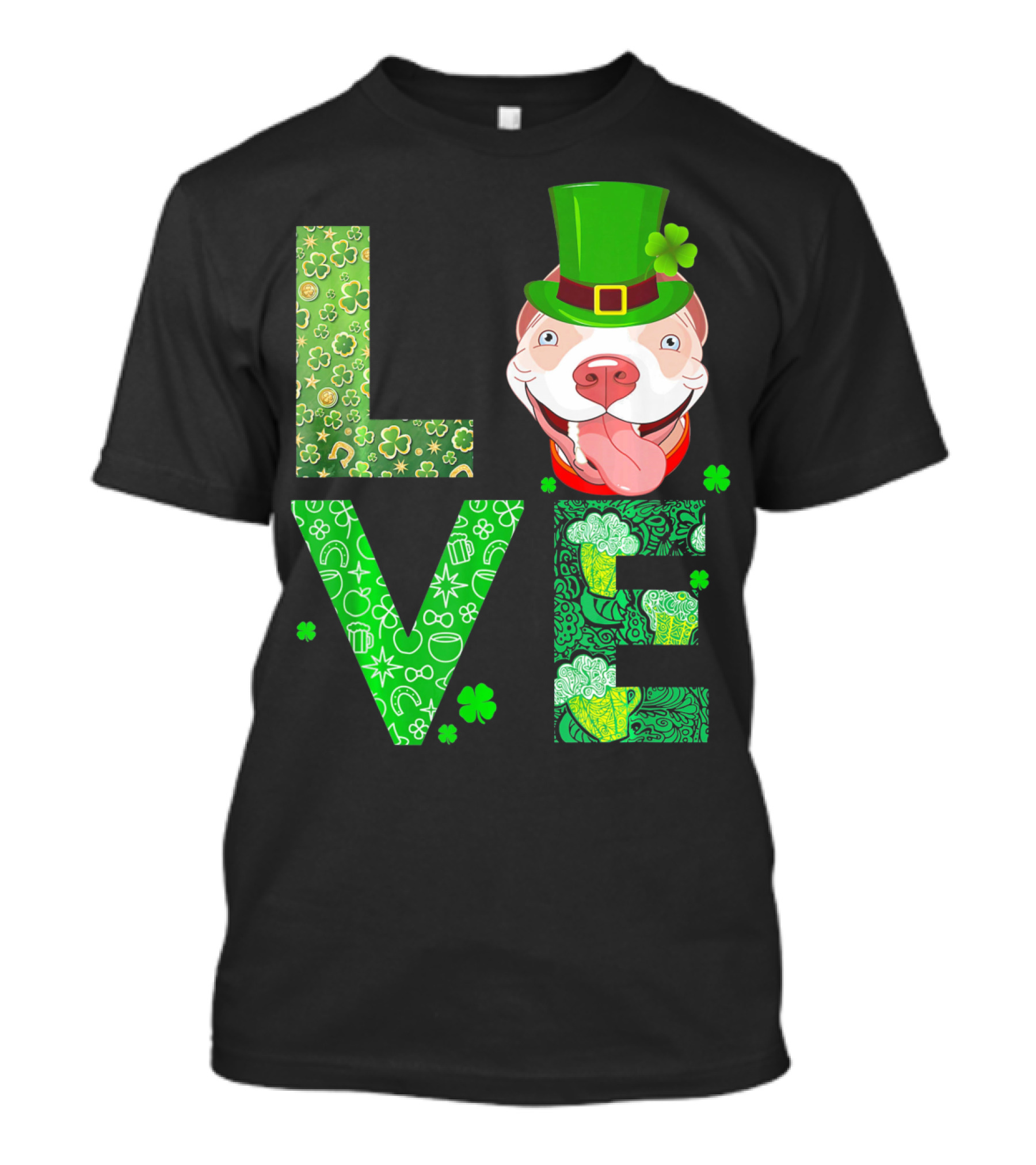 Love Pitbull St Patricks Day Green Shamrock Hat T-Shirt