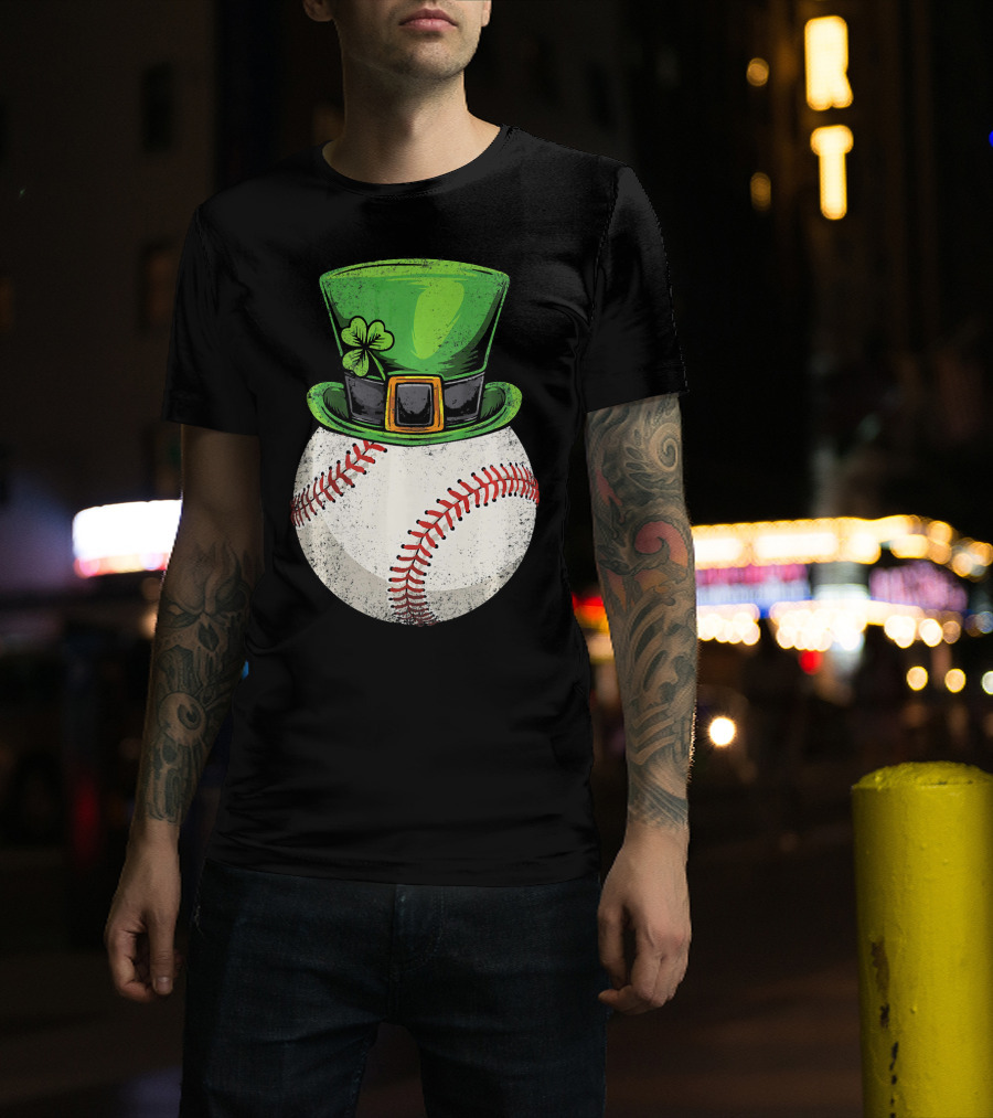 St Patricks Baseball Leprechaun Shamrock Hat T-Shirt