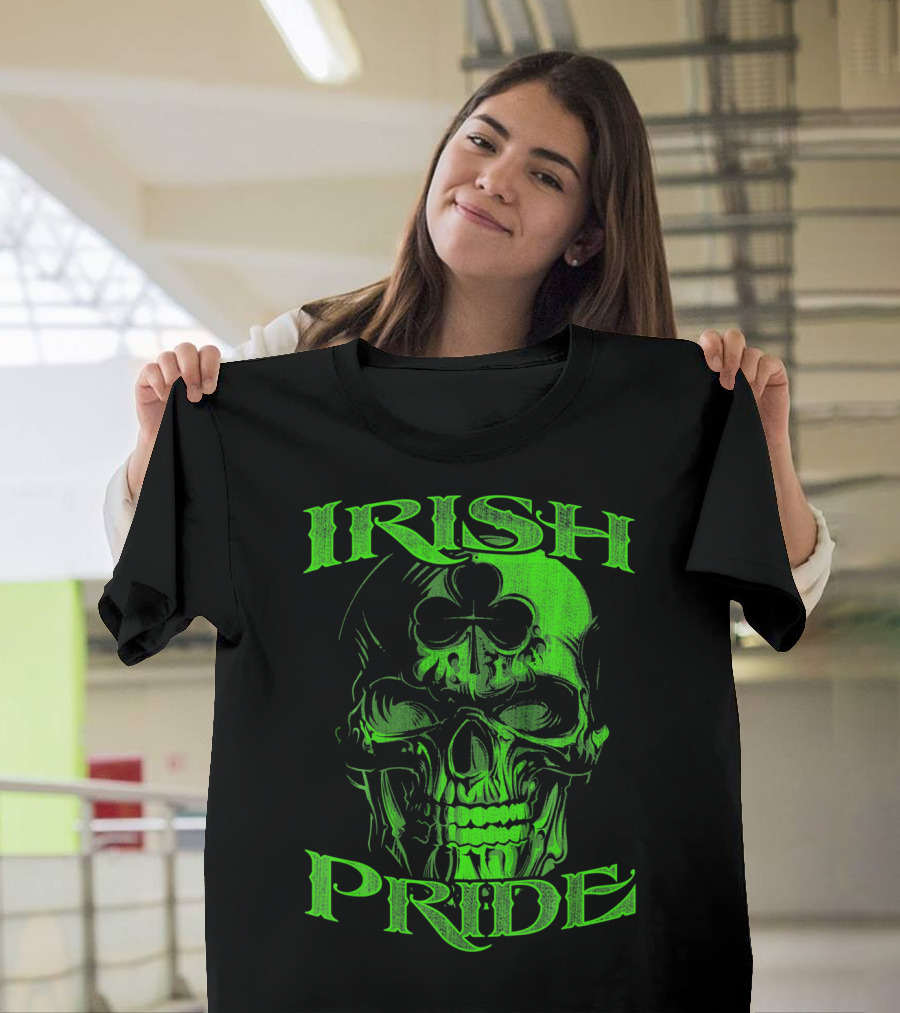 Irish Pride Shamrock Skull T-Shirt