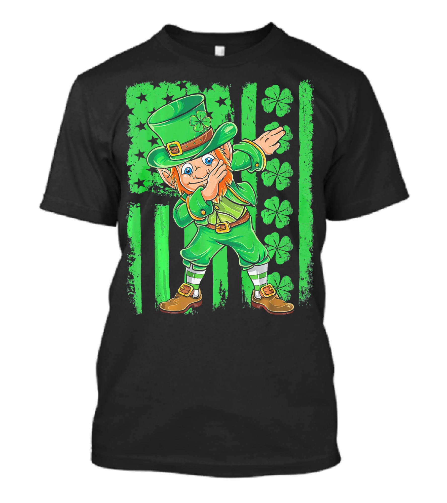 St Patricks Day Leprechaun Dab Shamrock Flag T-Shirt