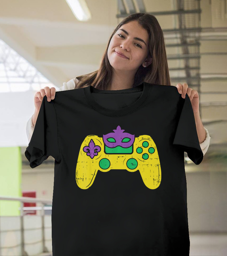 Mardi Gras Video Game Controller Gamer E Sports T-Shirt