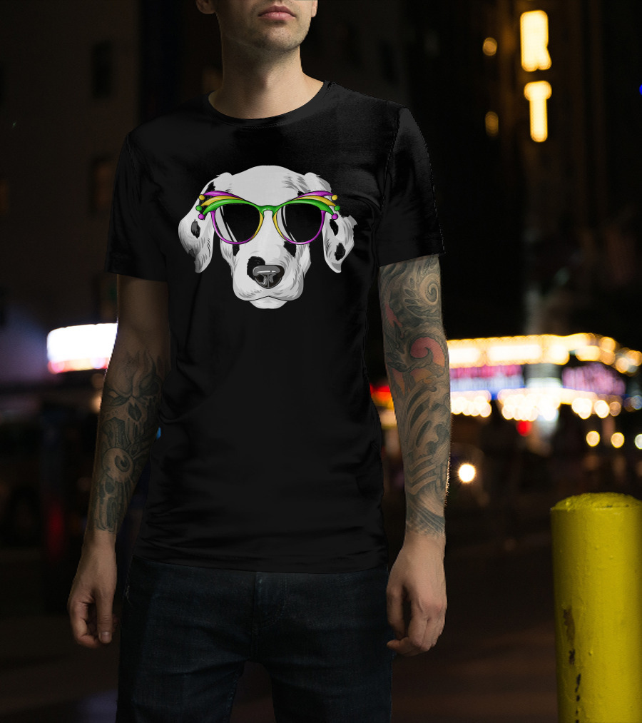 Dalmatian Mardi Gras Carnival Mask Dalma Glasses T-Shirt