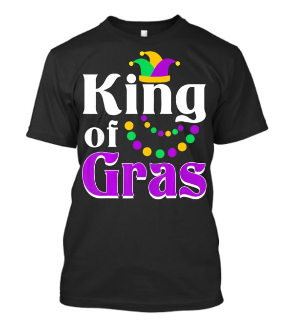 King Of Gras Funny Mardi Gras Couples Co Jokester Hat And Beads T-Shirt