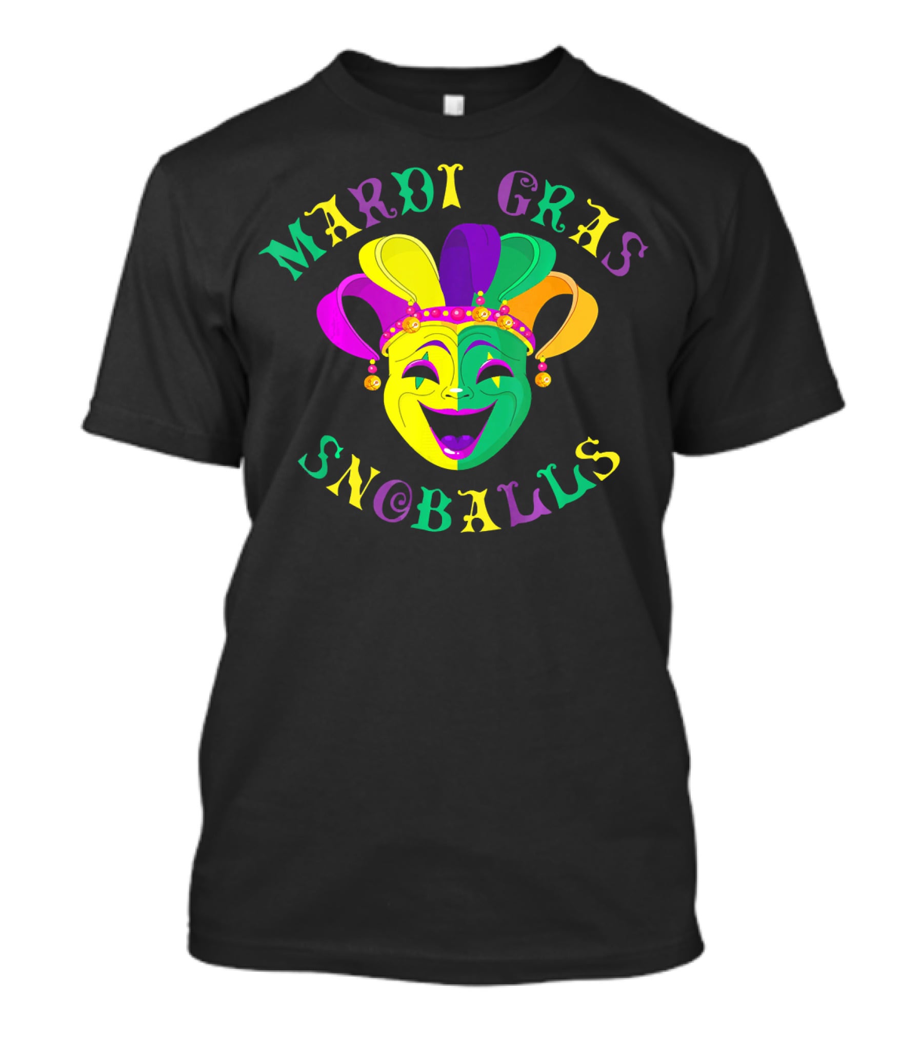 Mardi Gras Snoballs Jester Mask Party Vibes T-Shirt