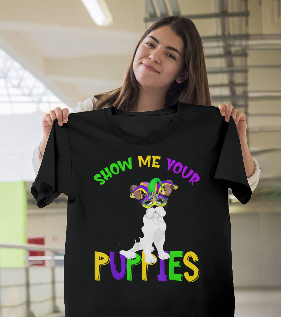 Show Me Your Puppies French Bulldogs Jester Hat T-Shirt