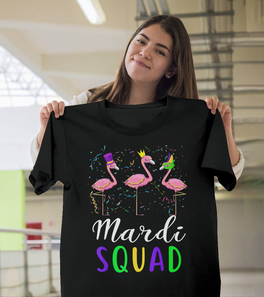 Mardi Gras Flamingo Squad Festival T-Shirt