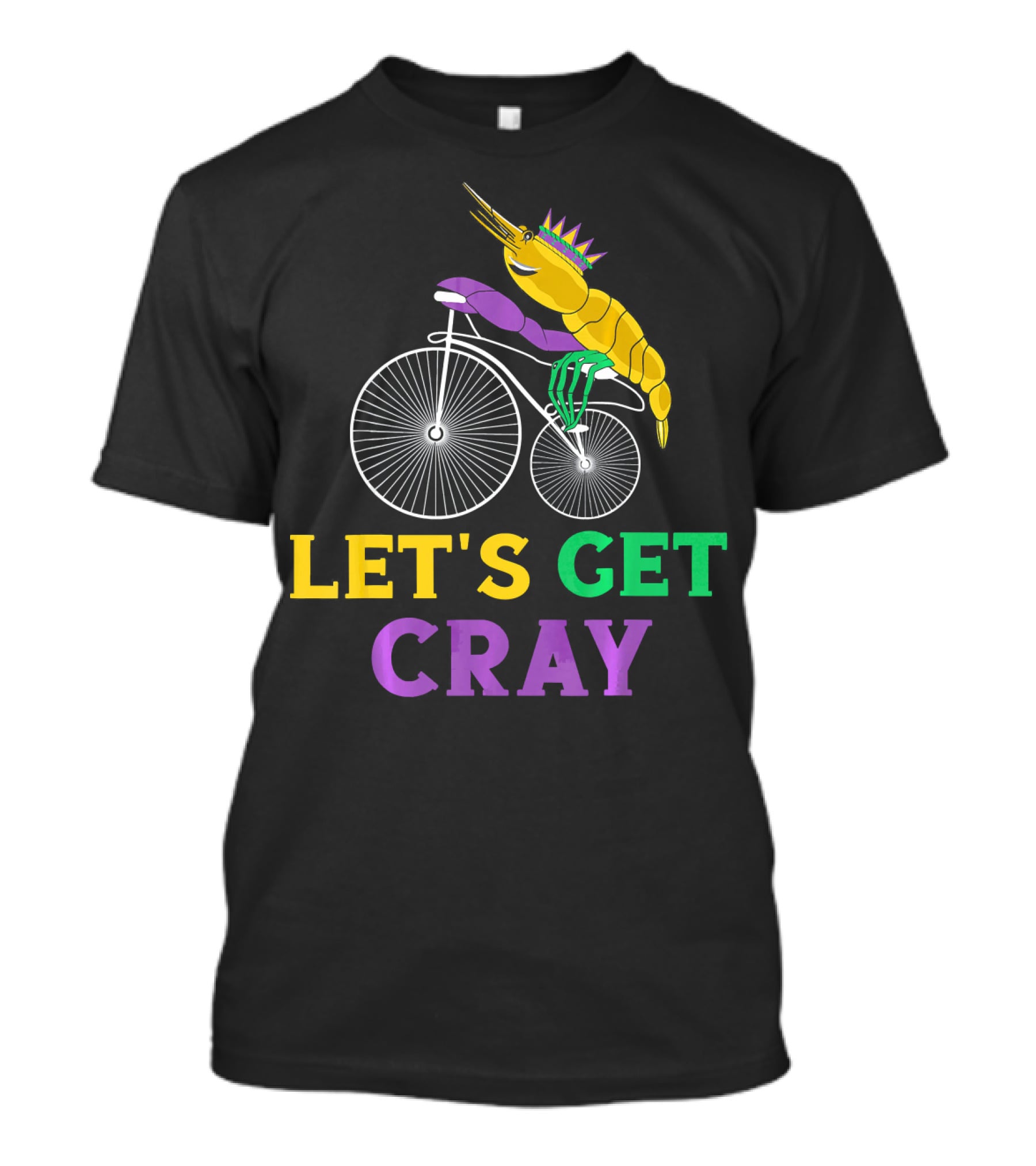 Let's Get Cray Lobster Riding Bike Mardi Gras Crayfish T-Shirt