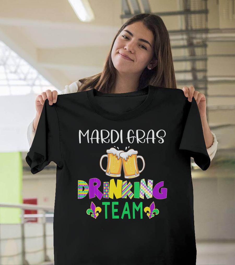 Mardi Gras Drinking Team Beer Whiskey Festival T-Shirt