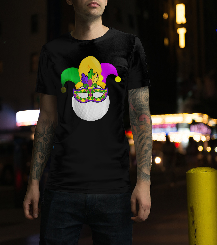 Golf Ball Mardi Gras Jester Hat Carnival Mask T-Shirt
