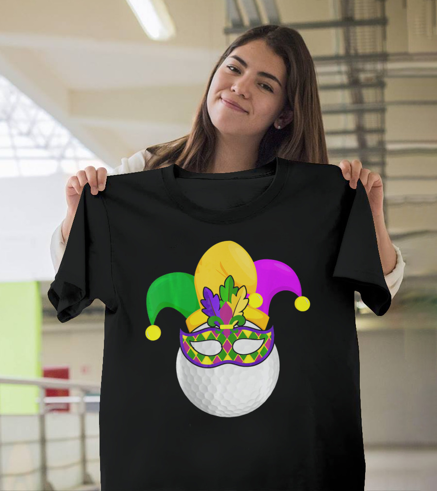 Golf Ball Mardi Gras Jester Hat Carnival Mask T-Shirt