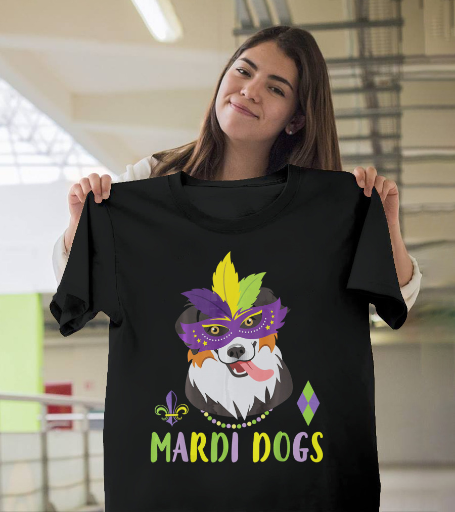 Boder Collie Mardi Gras Mardi Dogs Costume Dance Be T-Shirt