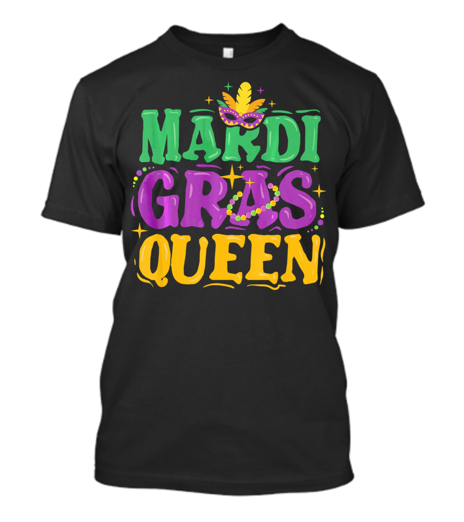 Mardi Gras Queen Beads And Mask Celebration New Orleans T-Shirt