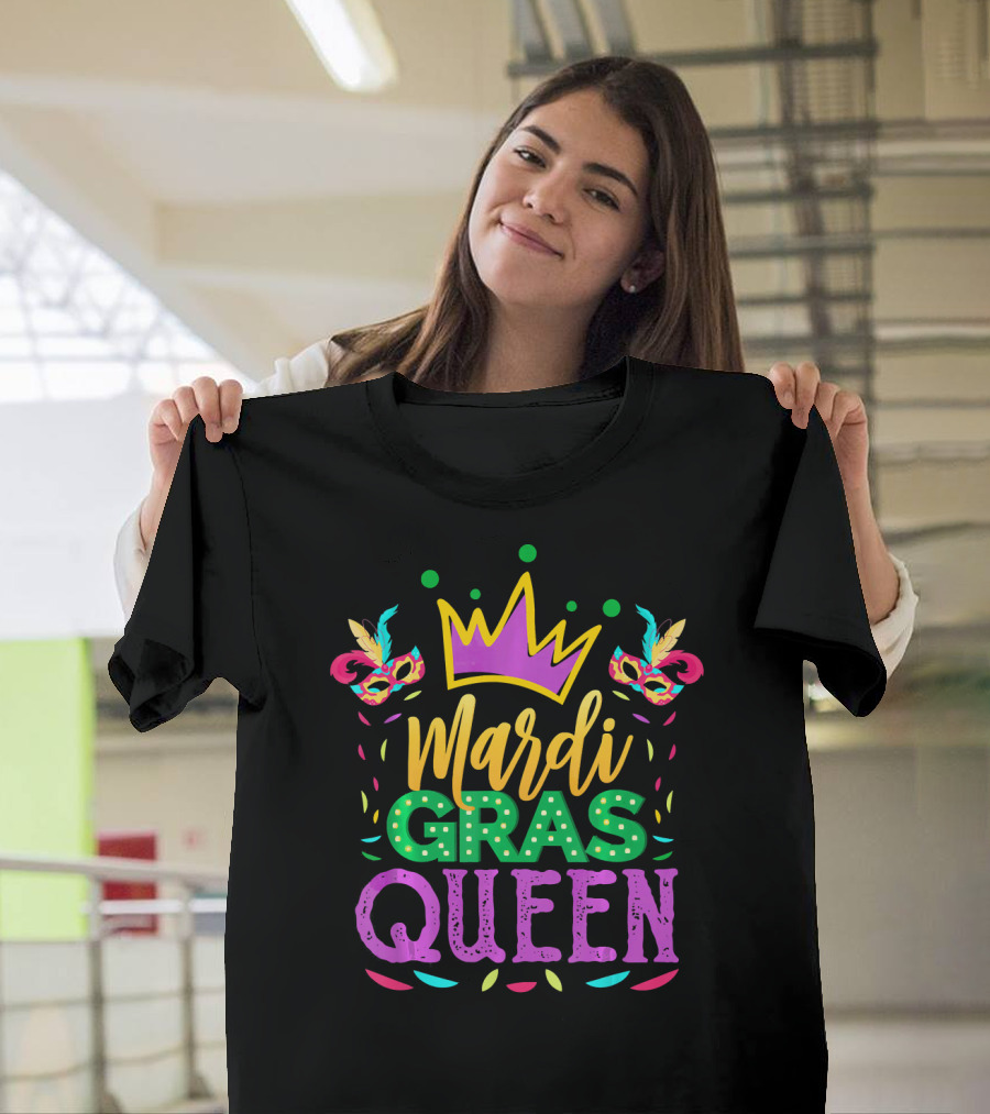 Mardi Gras Queen Crown Mask T-Shirt