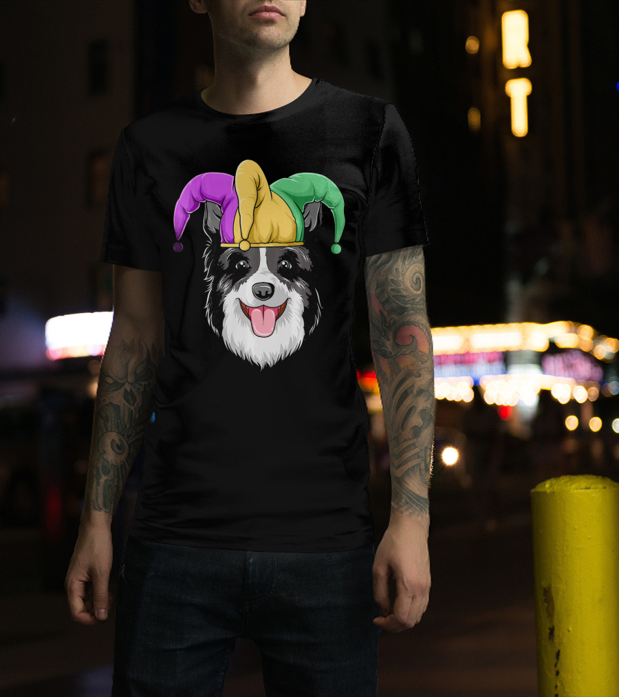 Mardi Gras Jester Hat Collie Carnival T-Shirt