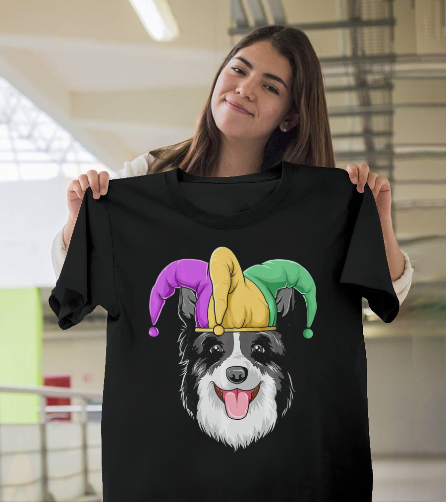 Mardi Gras Jester Hat Collie Carnival T-Shirt