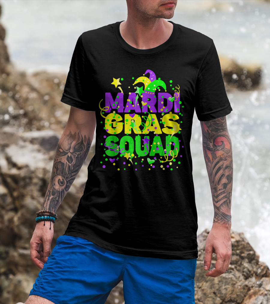 Mardi Gras Squad Stars And Celebration Elements T-Shirt