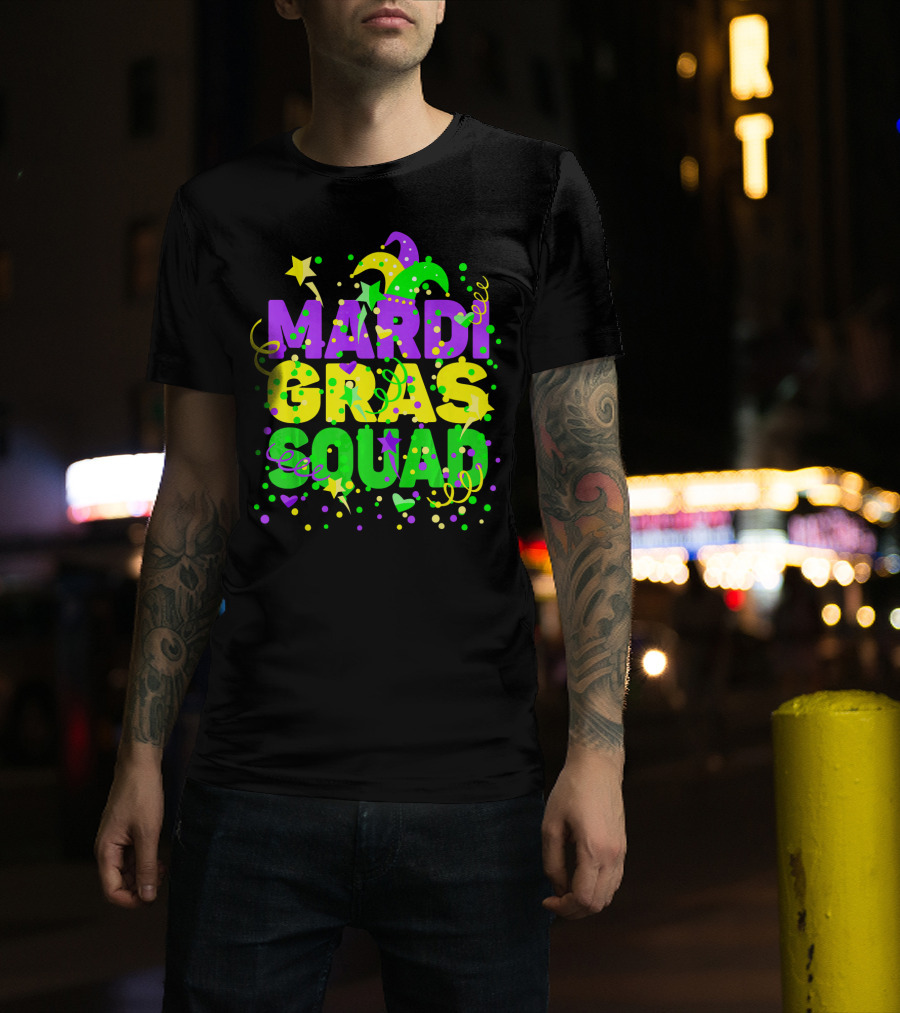 Mardi Gras Squad Stars And Celebration Elements T-Shirt