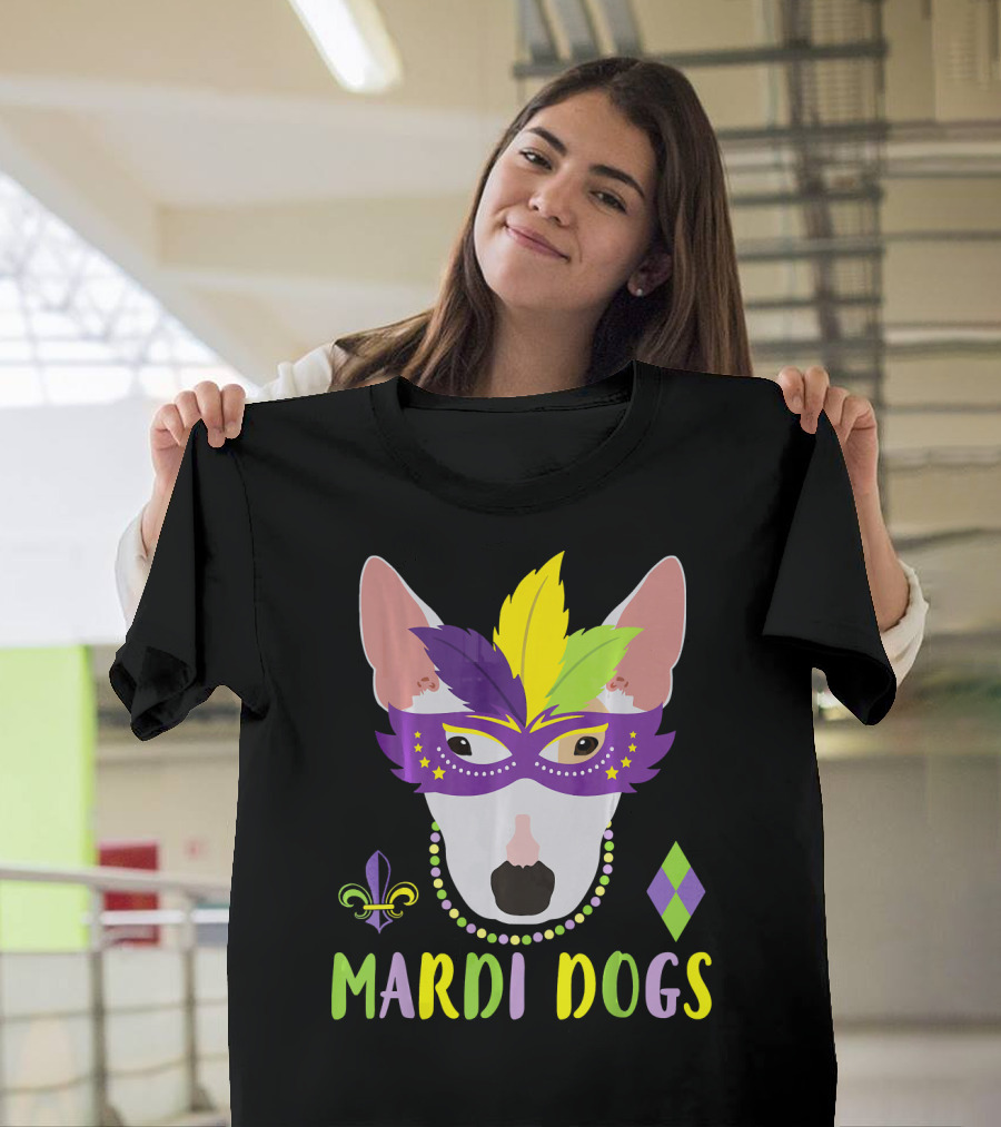 Bull Terrier Mardi Gras Costume Mardi Dogs T-Shirt