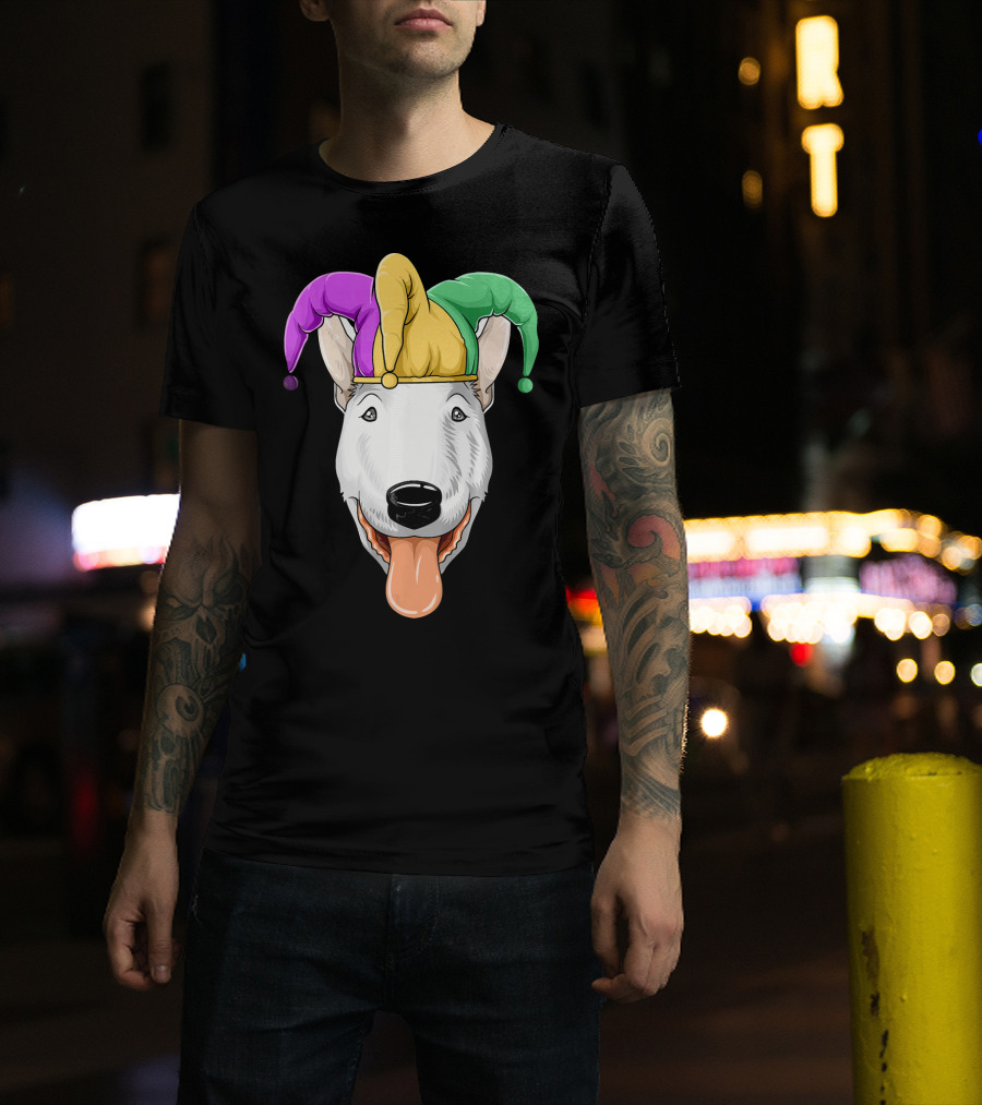 Mardi Gras Bull Terrier Jester Hat Carnival Bul T-Shirt