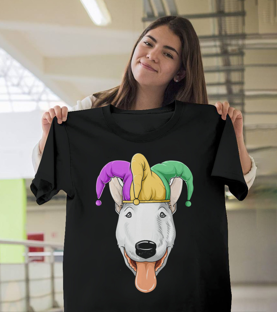 Mardi Gras Bull Terrier Jester Hat Carnival Bul T-Shirt