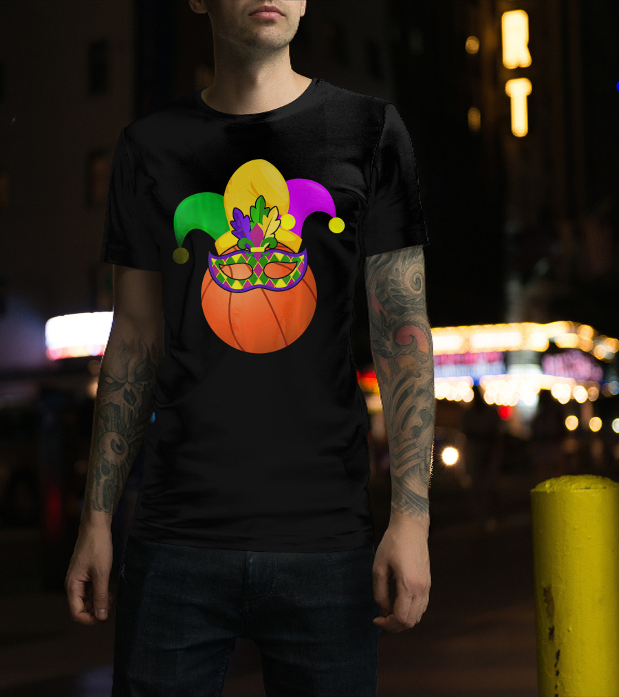 Basketball Carnival Mardi Gras Mask Jester Hat T-Shirt