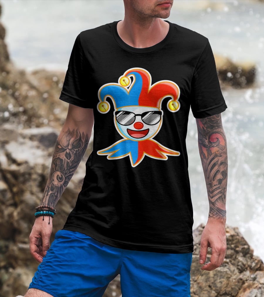 Joker Sunglasses Laughing Clown Jester Hat T-Shirt