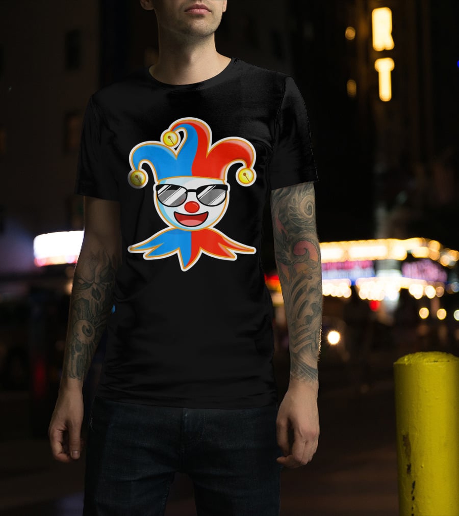 Joker Sunglasses Laughing Clown Jester Hat T-Shirt