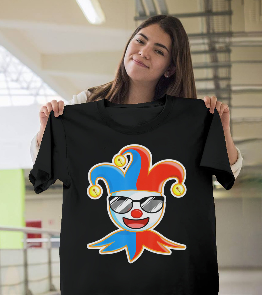 Joker Sunglasses Laughing Clown Jester Hat T-Shirt