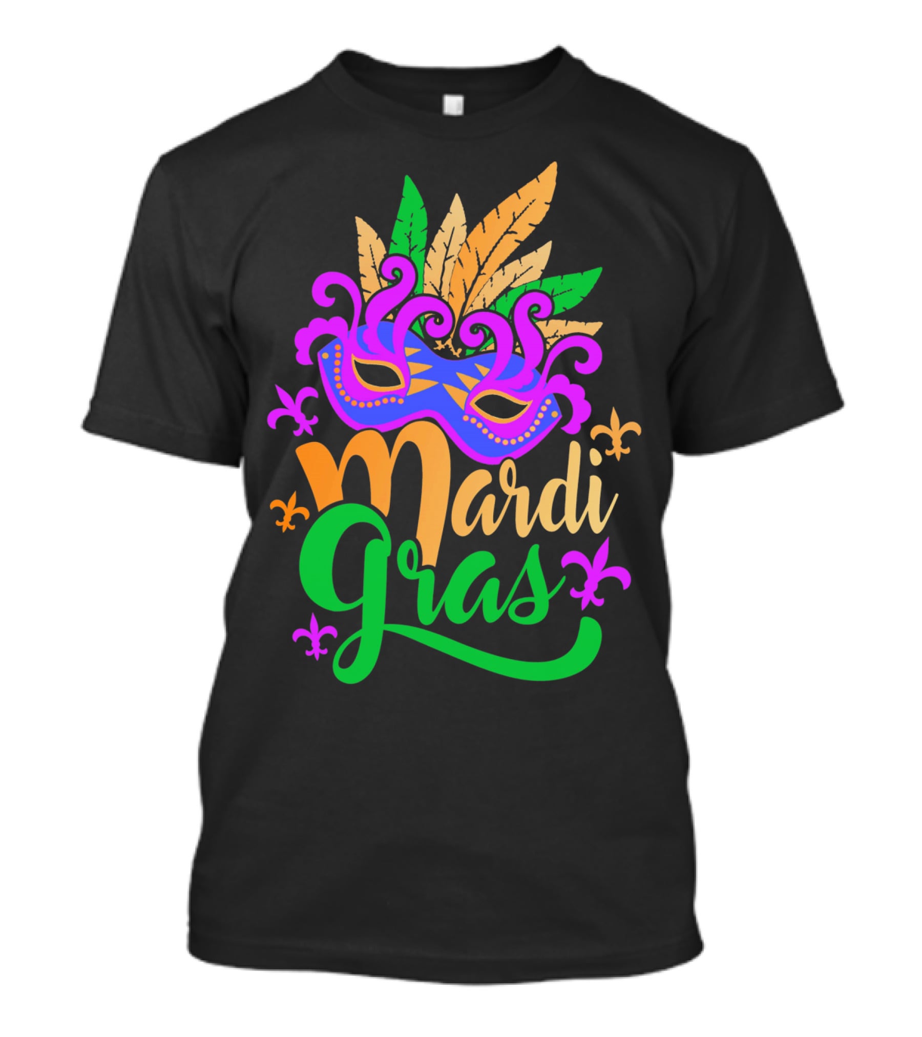 Mardi Gras Mask With Feathers And Fleur-de-Lis T-Shirt