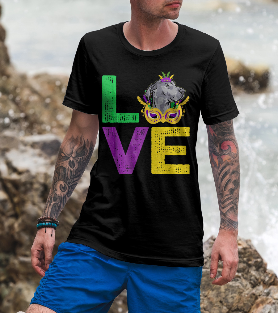 Love Cute Dane Dog Mardi Gras Dog Dad T-Shirt
