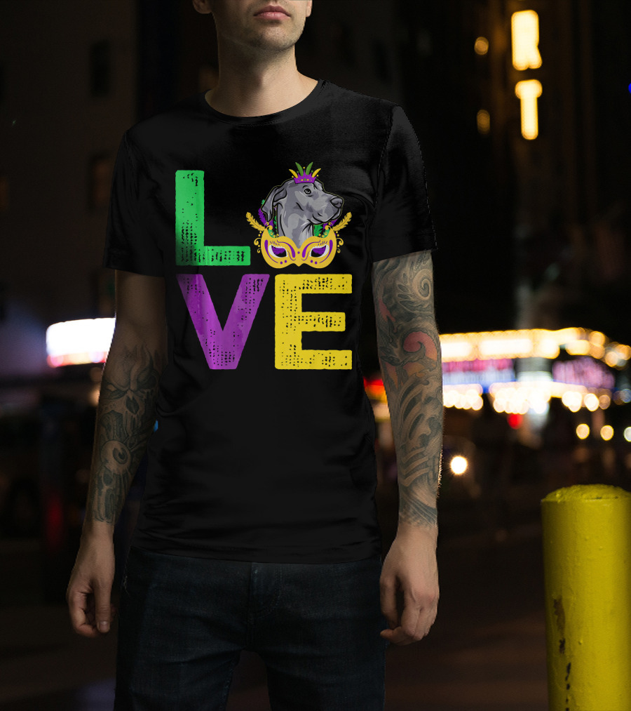 Love Cute Dane Dog Mardi Gras Dog Dad T-Shirt
