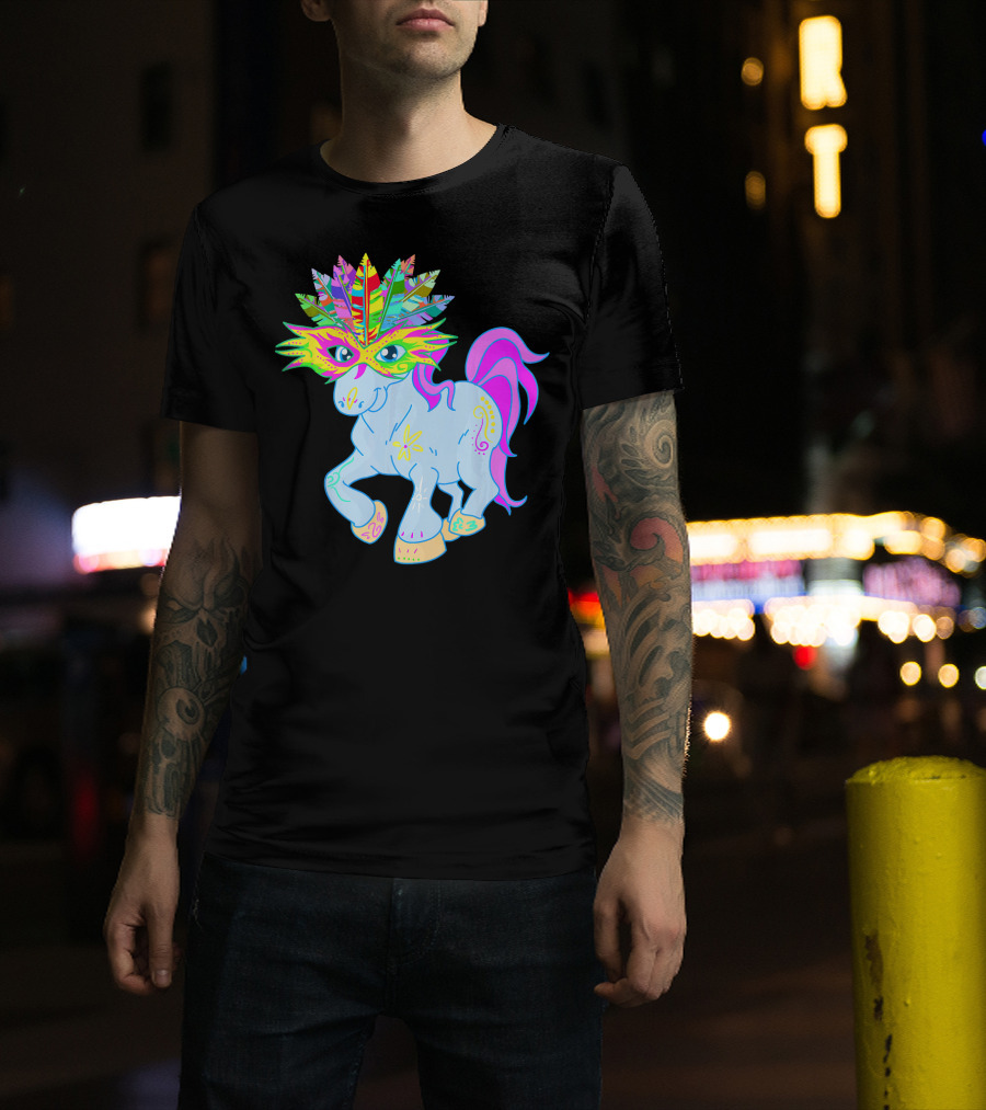 Mardi Gras Unicorn Mask Shrove Tuesday Horse T-Shirt