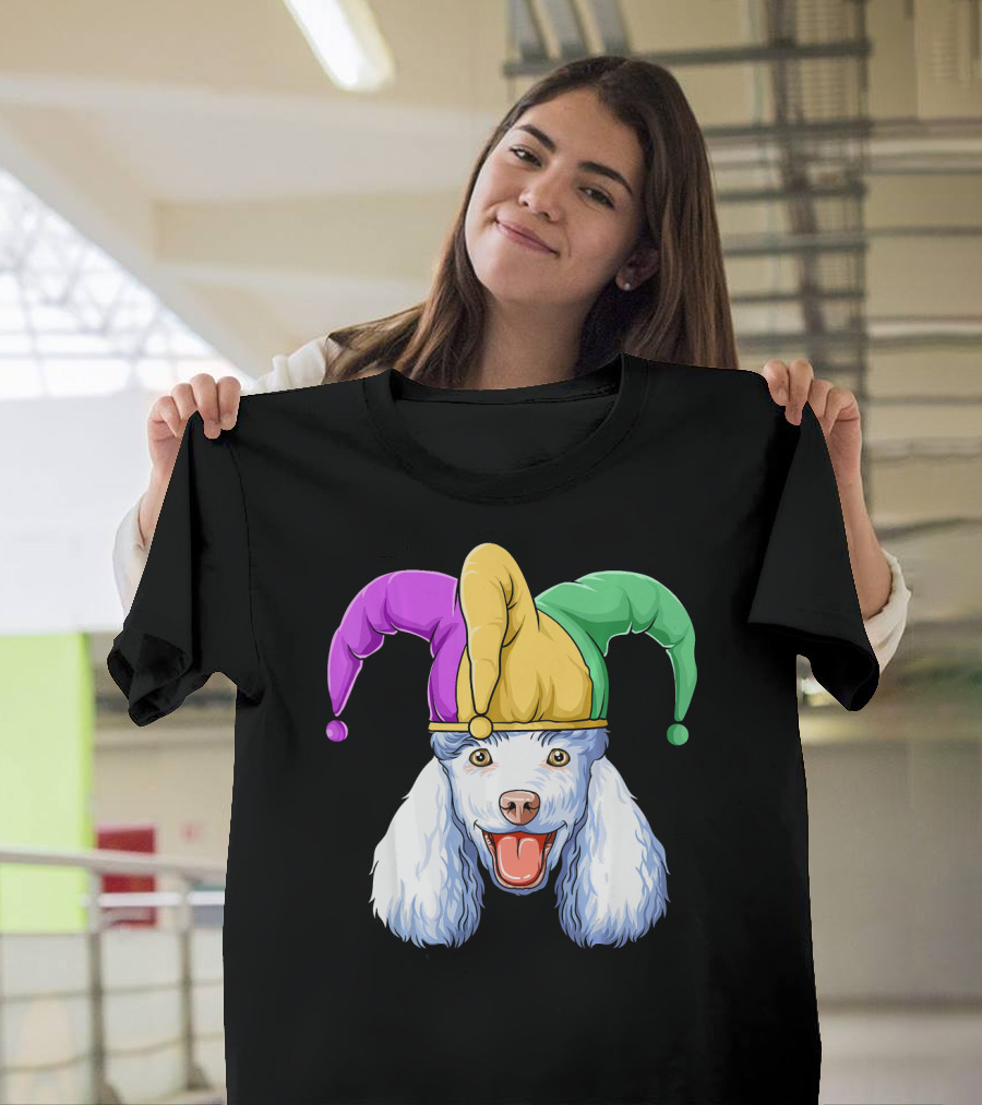 Mardi Gras Poodle Jester Hat Carnival Poodle T-Shirt