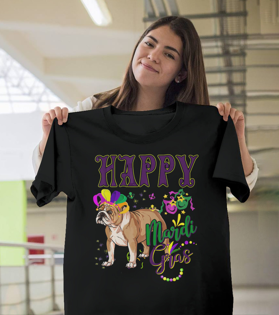 Happy Mardi Gras English Bulldog T-Shirt