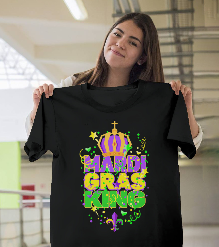 Mardi Gras King Crown Colorful T-Shirt