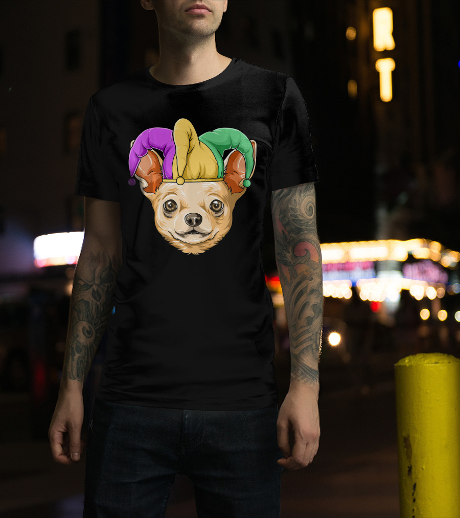 Mardi Gras Chihuahua Jester Hat Festival Carnival Dog T-Shirt
