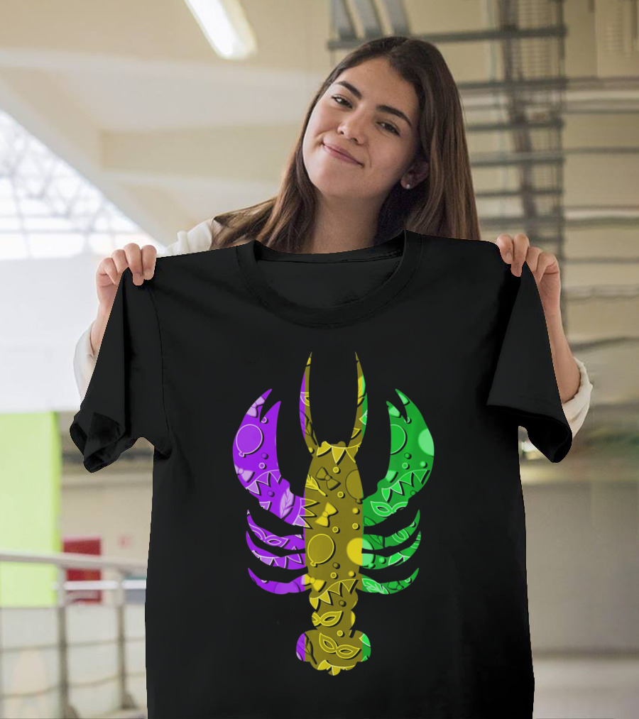 Crawfish Fleur De Lis Mardi Gras T-Shirt