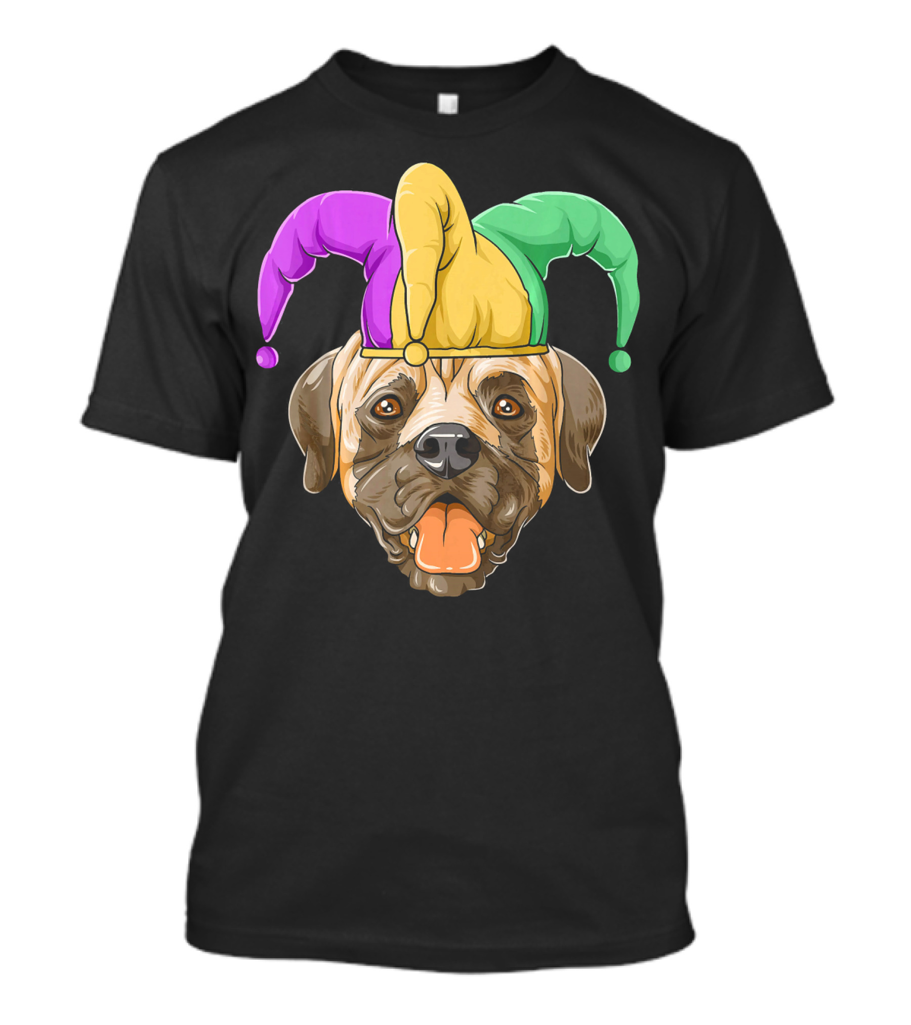 Mardi Gras Carnival Hat Mastiff With Jester Colors T-Shirt