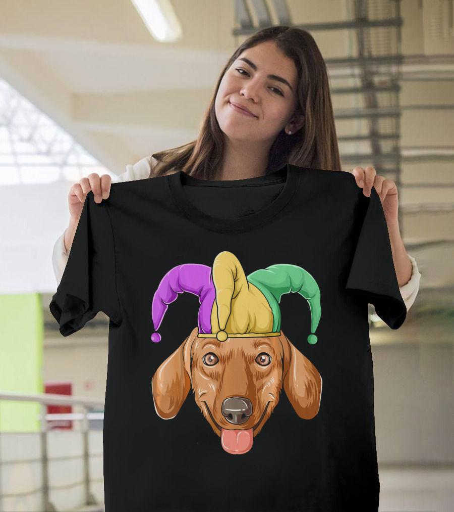 Mardi Gras Dachshund Carnival Jester Hat T-Shirt