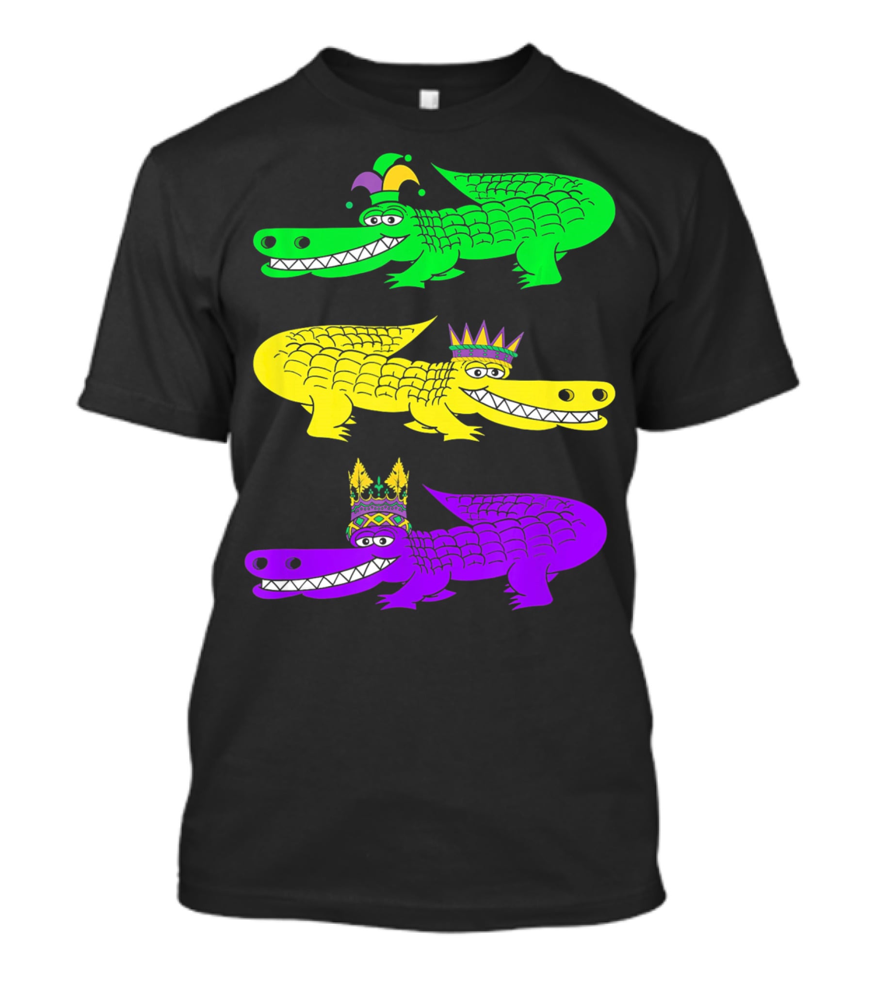 Alligator Crocodile Mardi Gras Festival Jester Kings T-Shirt