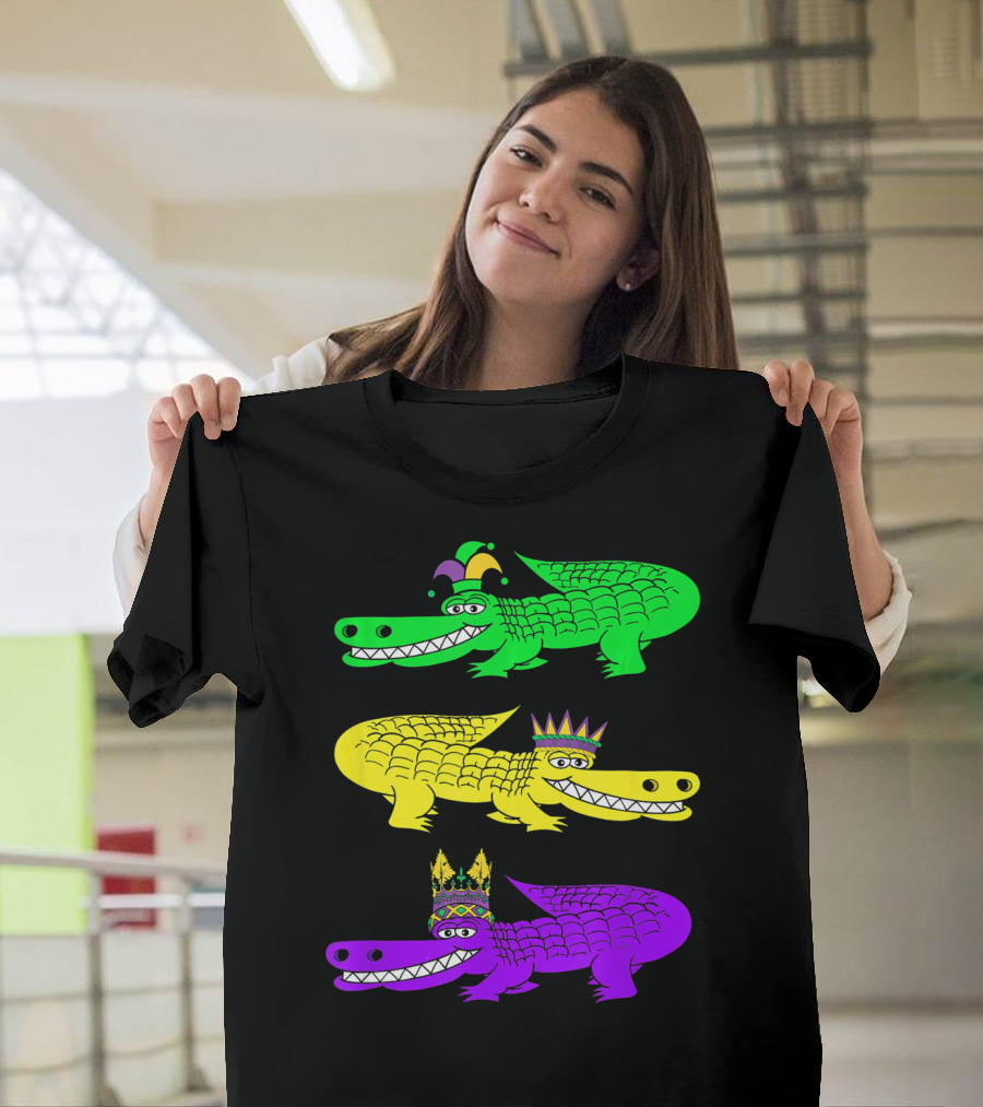 Alligator Crocodile Mardi Gras Festival Jester Kings T-Shirt